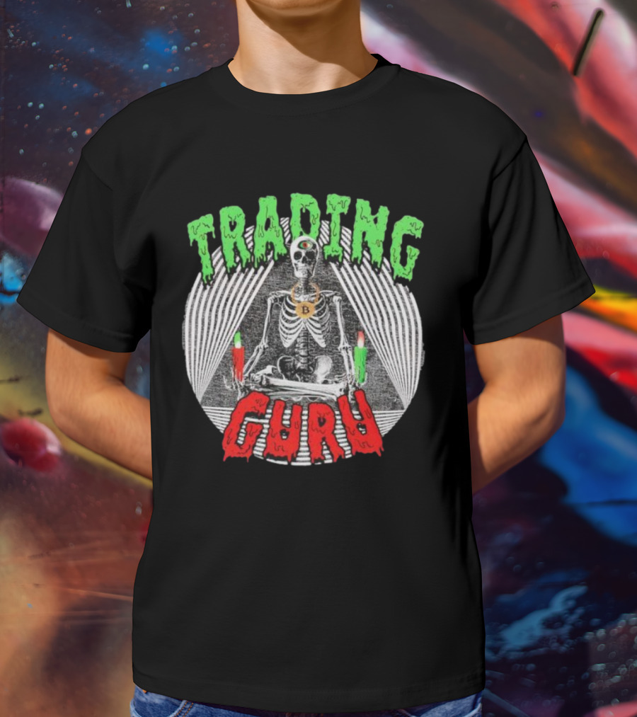 Trading Guru Skeleton Cryptocurrency Candles T-Shirt