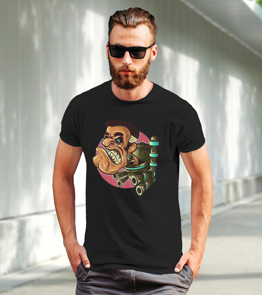 Skibidi Toilet Meme Angry Gritty Face T-Shirt