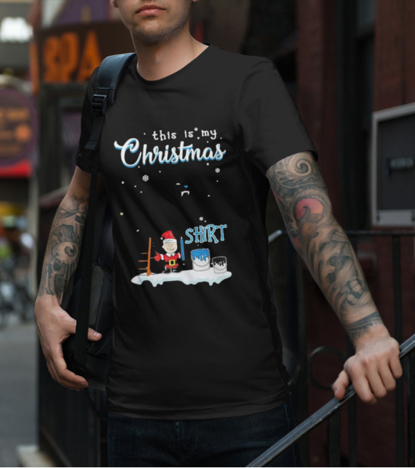 Snoopy And Charlie Brown This Is My Christmas Carolina Panthers T-Shirt