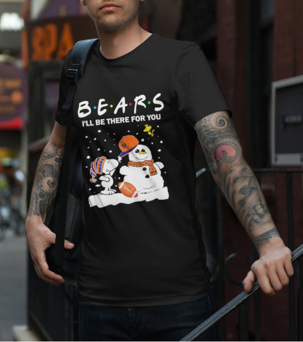 Snoopy And Snowman Chicago Bears I'll Be There For You Christmas Football T-Shirt