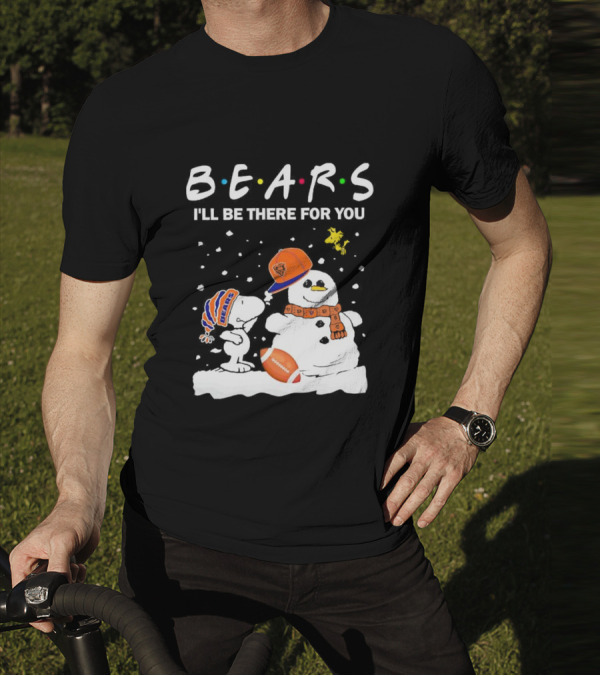 Snoopy And Snowman Chicago Bears I'll Be There For You Christmas Football T-Shirt