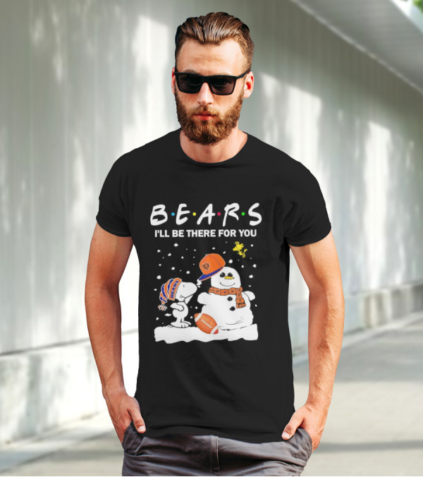 Snoopy And Snowman Chicago Bears I'll Be There For You Christmas Football T-Shirt