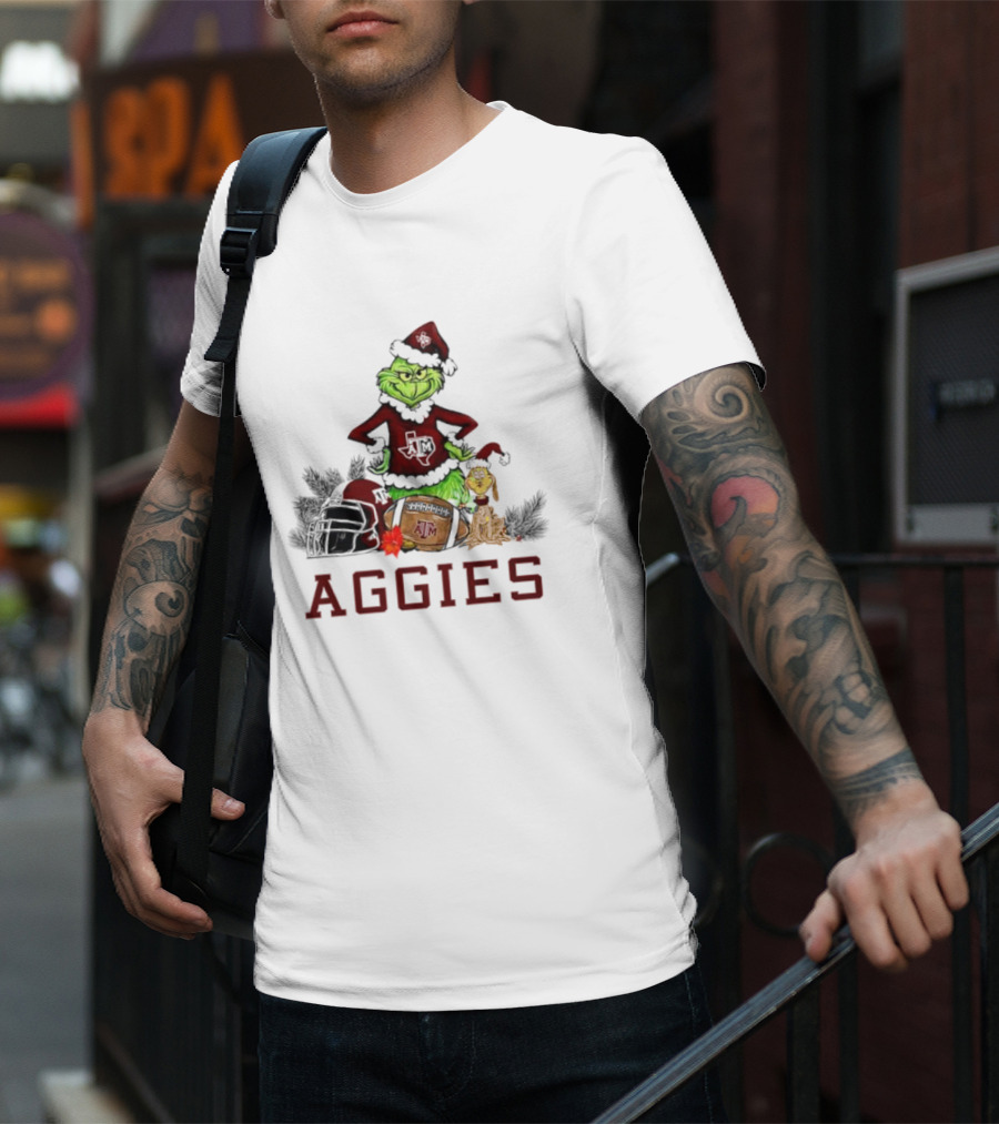 Texas A&M Aggies Grinch Max Dog Christmas Football Humor T-Shirt