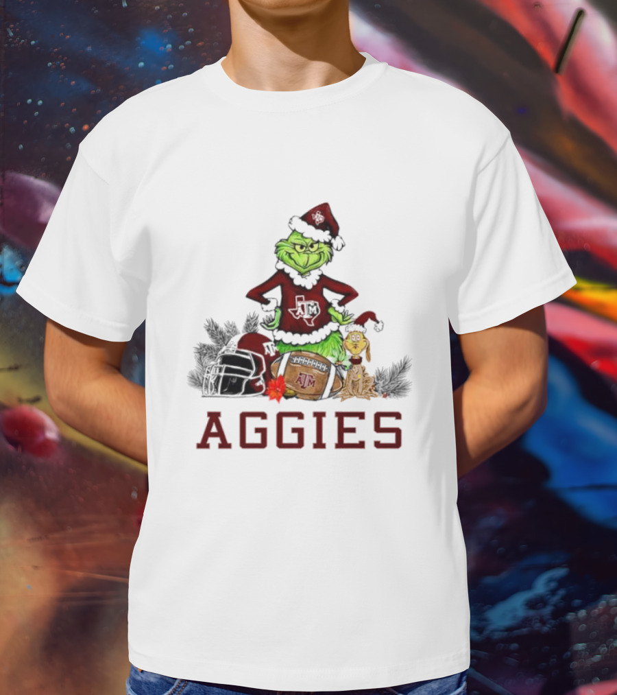 Texas A&M Aggies Grinch Max Dog Christmas Football Humor T-Shirt