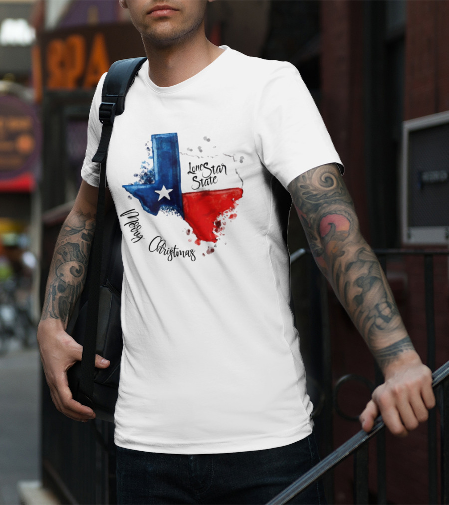 Texas Flag Lone Star State Merry Christmas T-Shirt