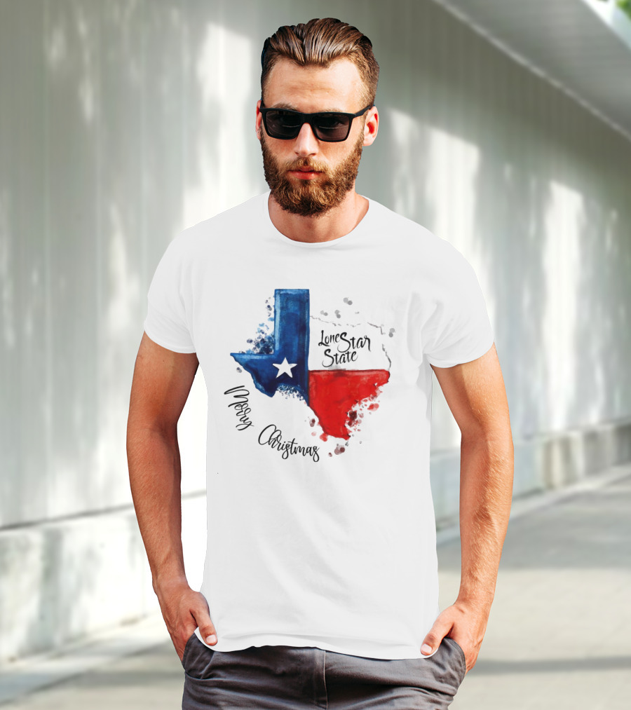 Texas Flag Lone Star State Merry Christmas T-Shirt