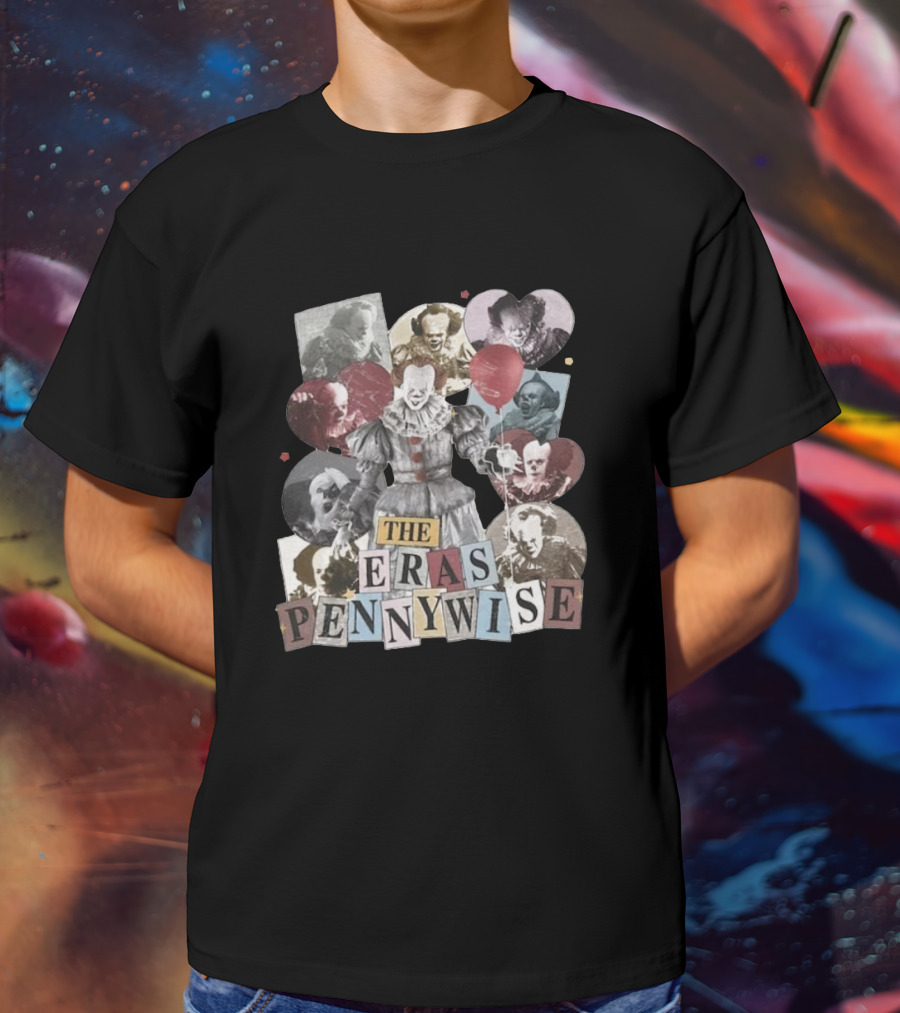 The Eras Pennywise Clown Evolution Multicolor Collage T-Shirt