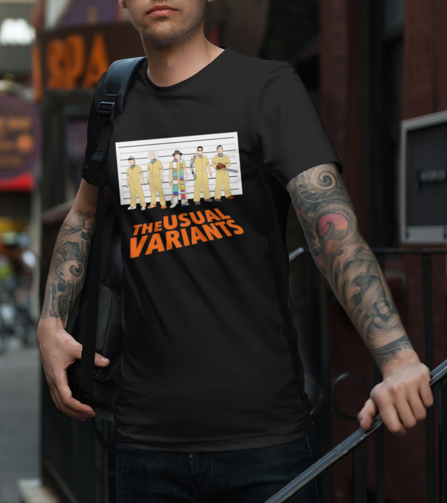 The Usual Variants Parody Featuring Sci-Fi Time Travel Characters In Lineup T-Shirt