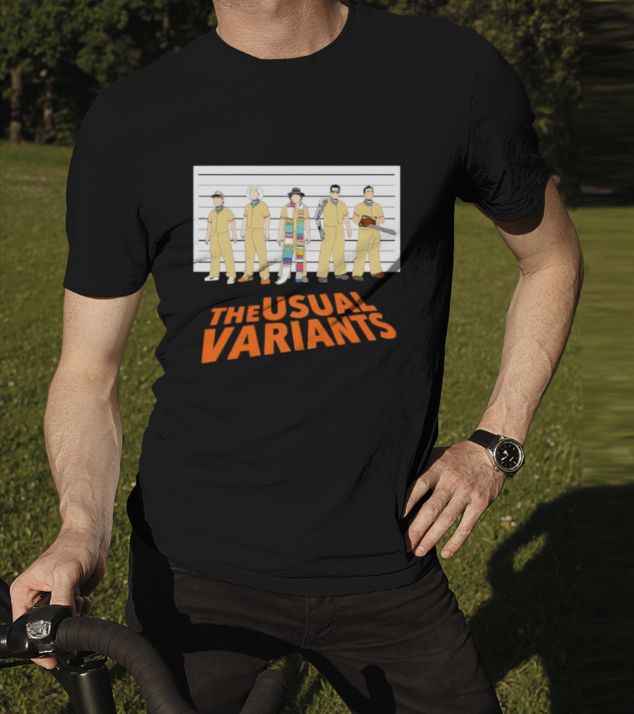 The Usual Variants Parody Featuring Sci-Fi Time Travel Characters In Lineup T-Shirt