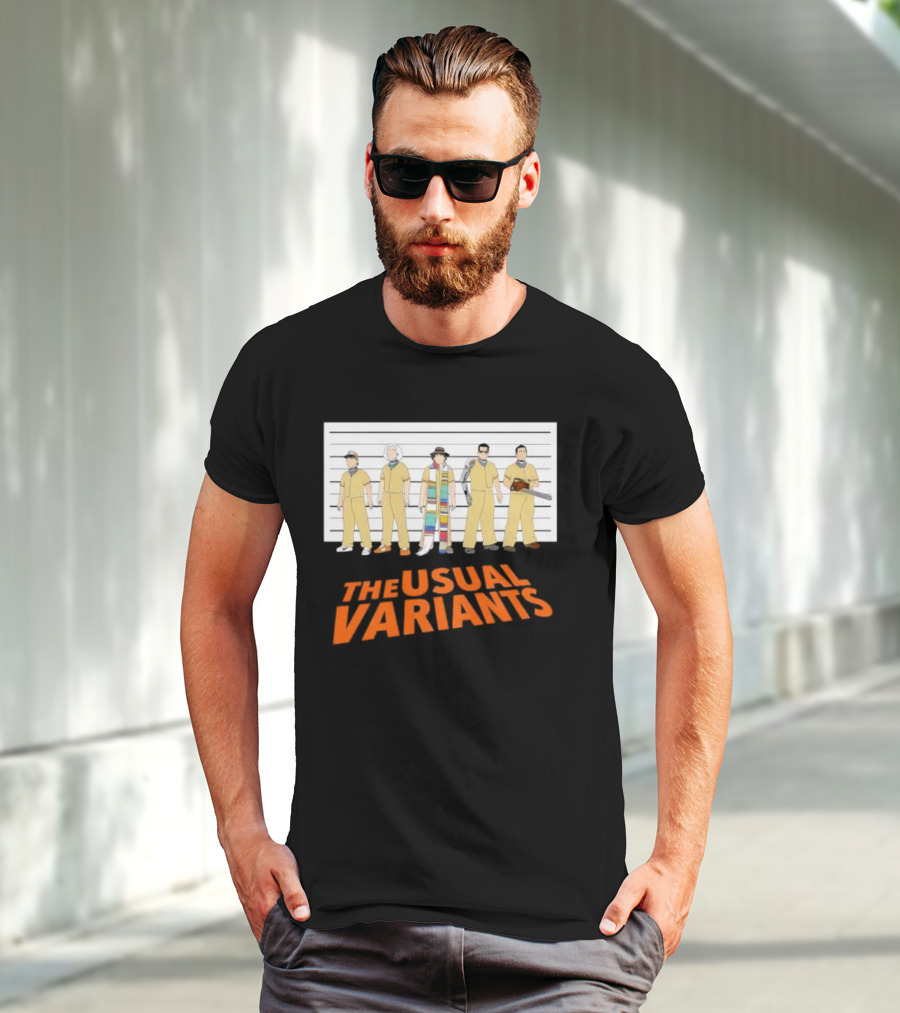 The Usual Variants Parody Featuring Sci-Fi Time Travel Characters In Lineup T-Shirt