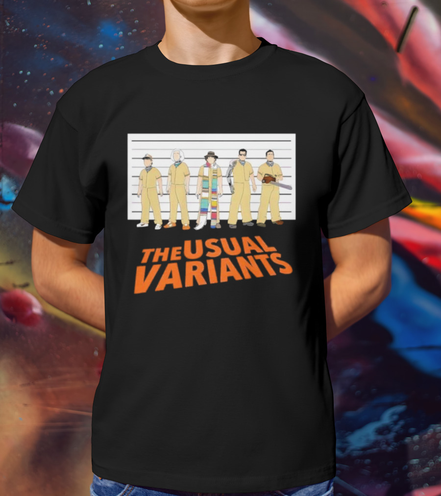 The Usual Variants Parody Featuring Sci-Fi Time Travel Characters In Lineup T-Shirt
