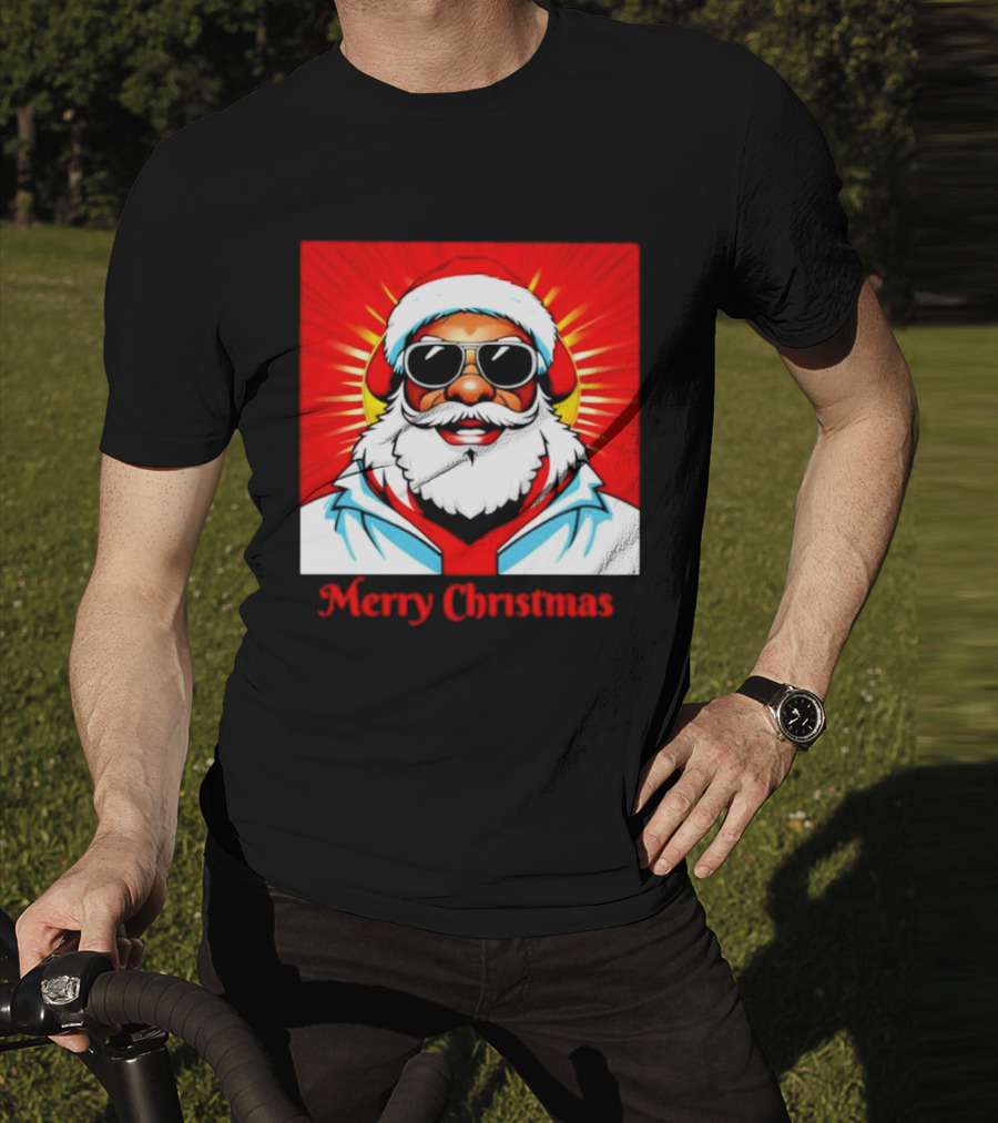 Bright Santa Merry Christmas In Cool Cartoon T-Shirt