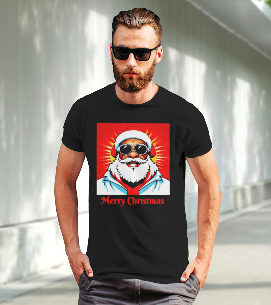 Bright Santa Merry Christmas In Cool Cartoon T-Shirt