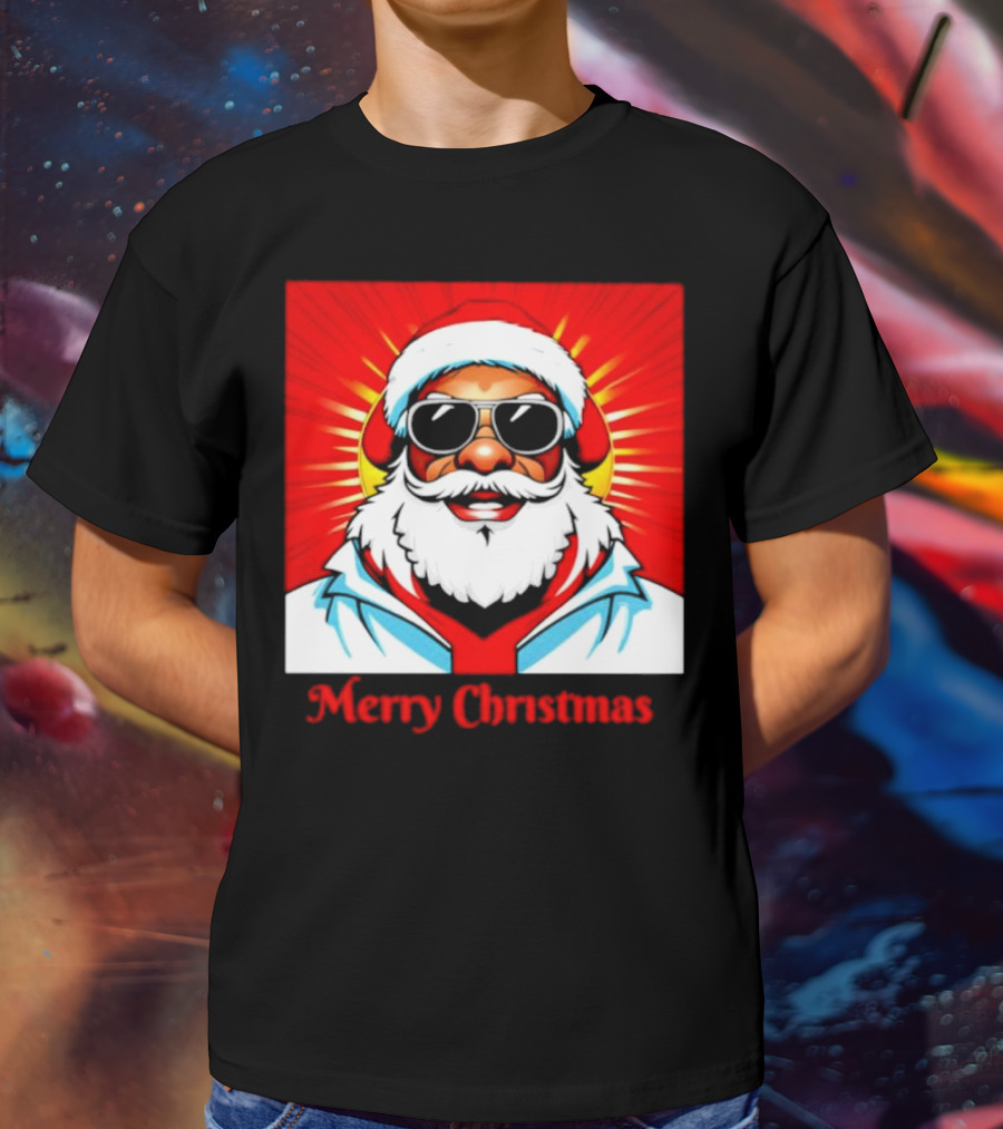 Bright Santa Merry Christmas In Cool Cartoon T-Shirt