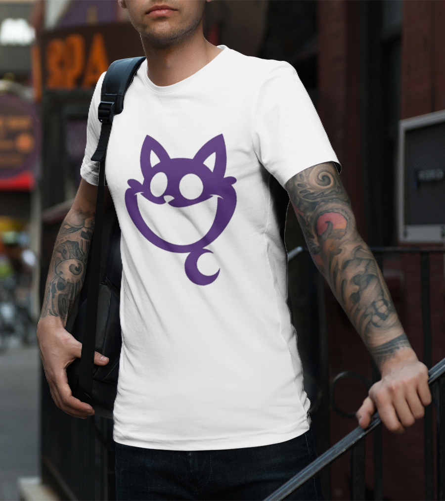 Cheshire Cat Purple Silhouette Face Design Catnap Face T-Shirt