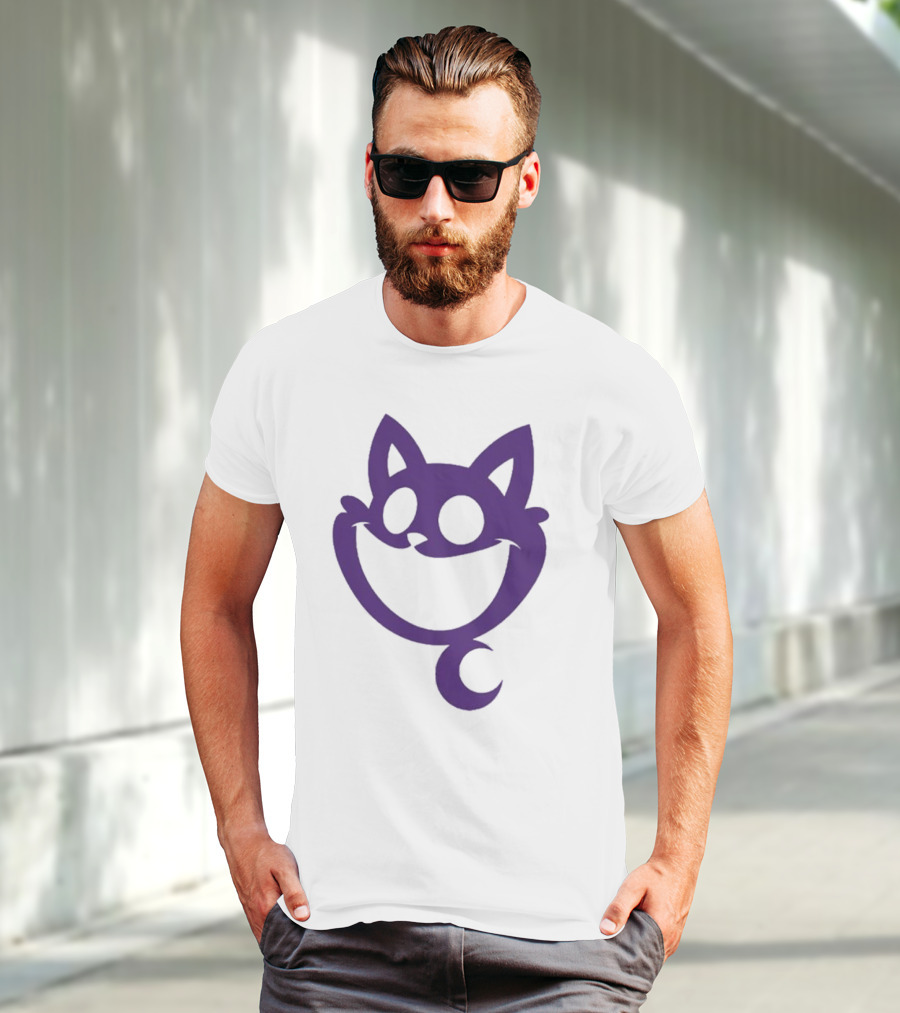 Cheshire Cat Purple Silhouette Face Design Catnap Face T-Shirt