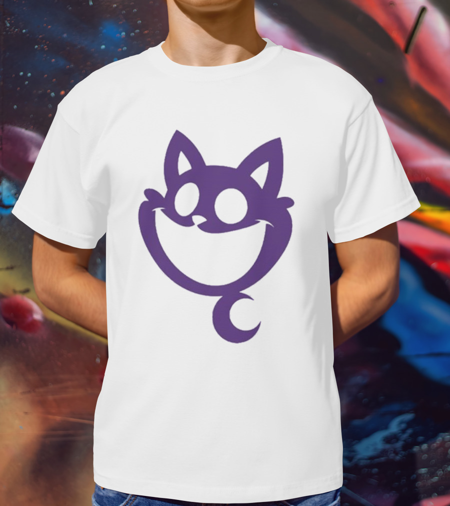 Cheshire Cat Purple Silhouette Face Design Catnap Face T-Shirt