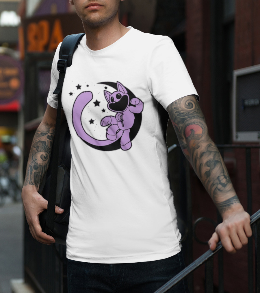 CatNap Astronaut Cat In Space With Crescent Moon And Stars T-Shirt