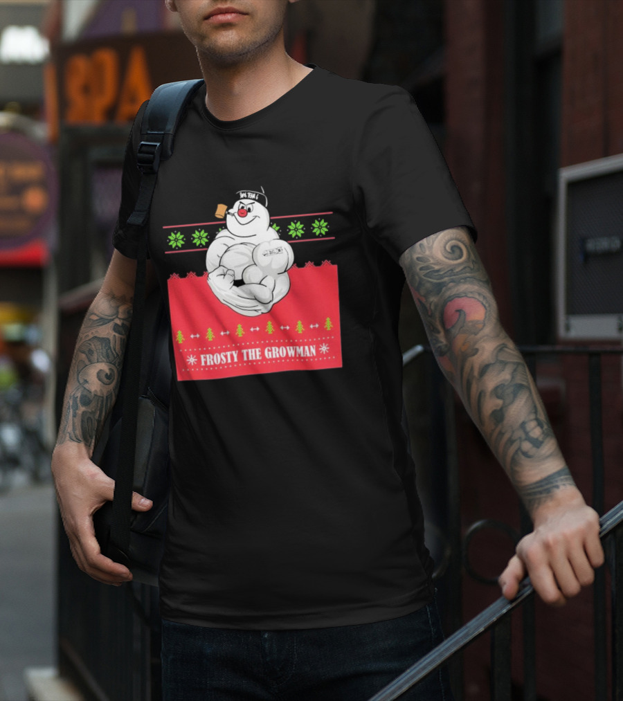 Frosty The Growman Christmas Bodybuilder Snowman T-Shirt