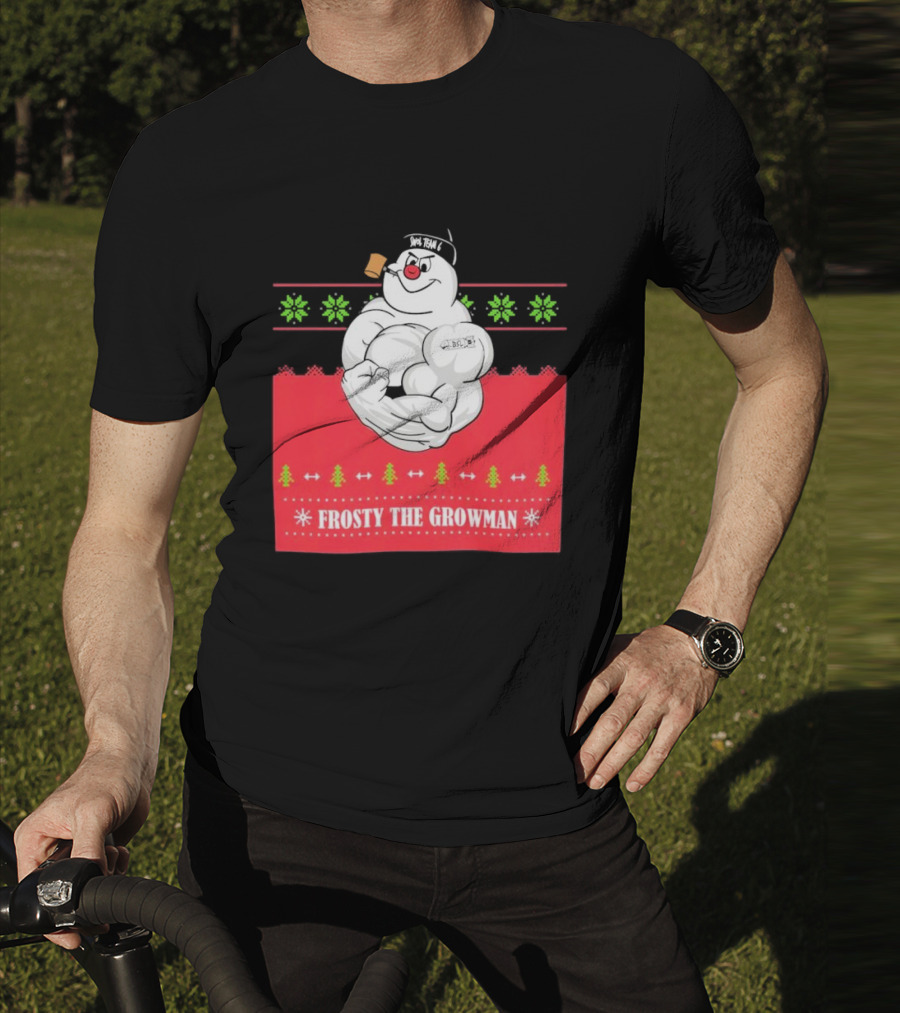 Frosty The Growman Christmas Bodybuilder Snowman T-Shirt