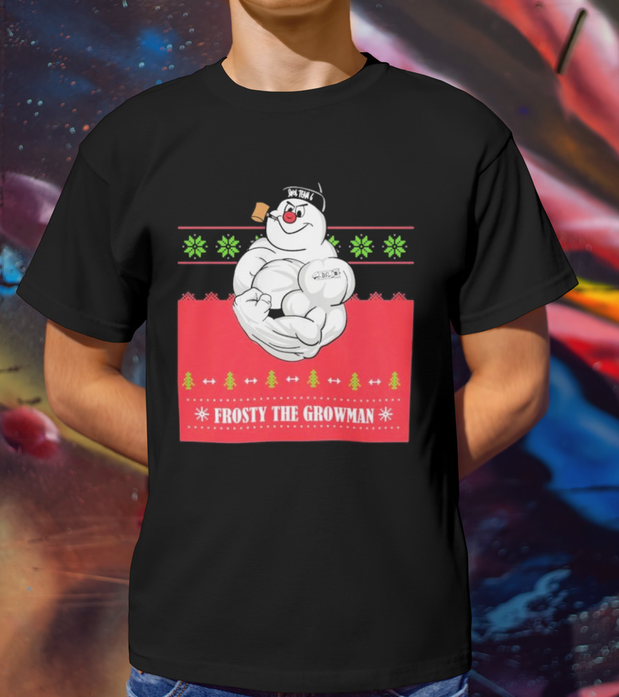 Frosty The Growman Christmas Bodybuilder Snowman T-Shirt