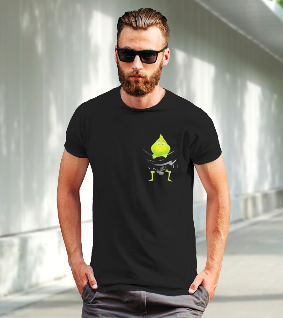 Grinch Peeking From Pocket T-Shirt