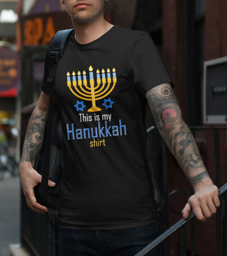 This Is My Hanukkah Shirt Menorah And Stars T-Shirt