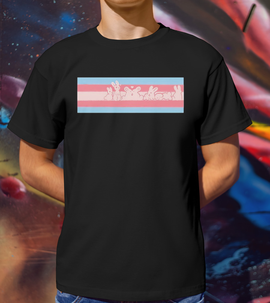 Trans Flag Bunny Band Stripes T-Shirt