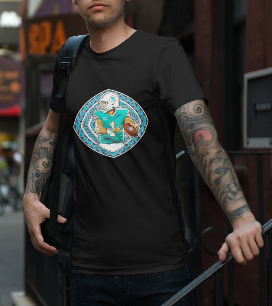 Tua Tagovailoa TAT-TUA Miami Football Quarterback Samoan Tribal Style Retro Fan T-Shirt