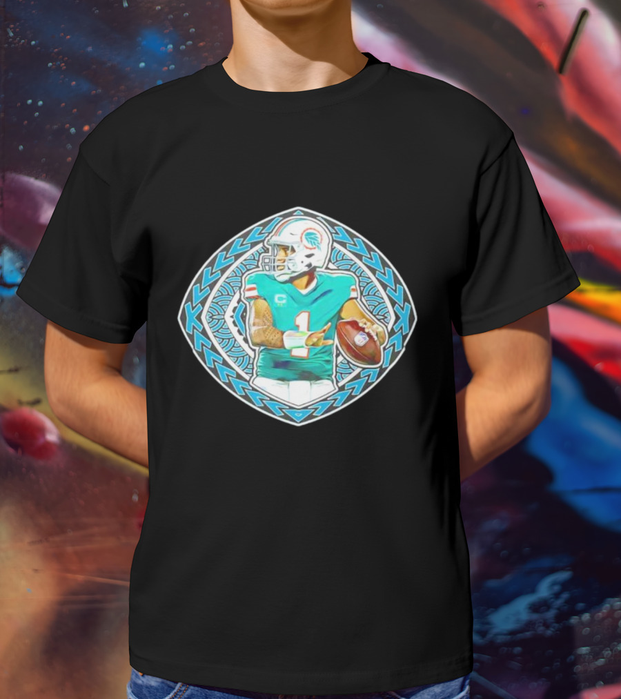Tua Tagovailoa TAT-TUA Miami Football Quarterback Samoan Tribal Style Retro Fan T-Shirt