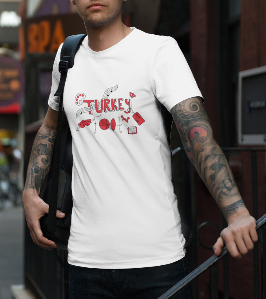 Turkey Foot Middle School Grade 6 Musical Sports And Academic Symbols T-Shirt