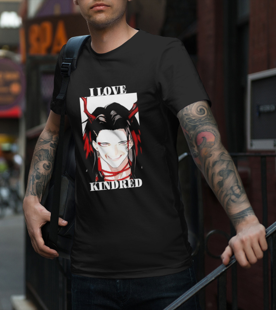 I Love Kindred Vox Akuma Demon Aesthetic Bold Black Red White T-Shirt
