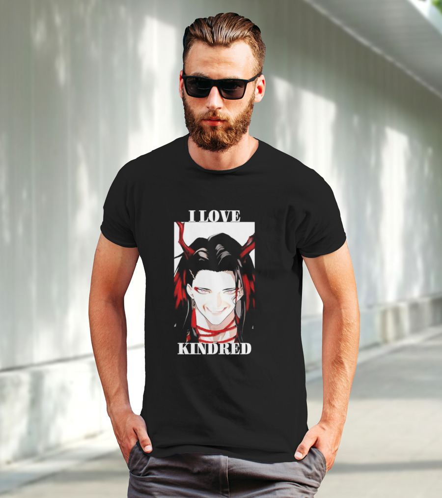 I Love Kindred Vox Akuma Demon Aesthetic Bold Black Red White T-Shirt