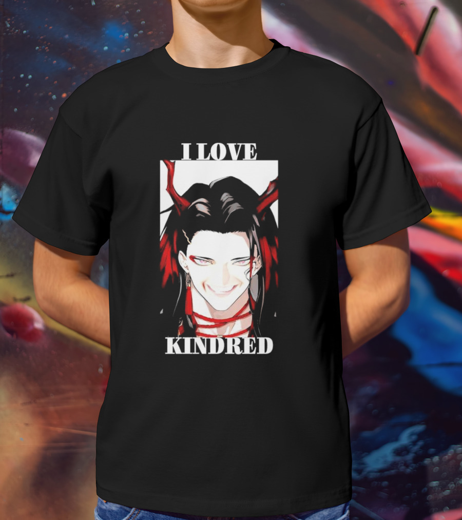 I Love Kindred Vox Akuma Demon Aesthetic Bold Black Red White T-Shirt