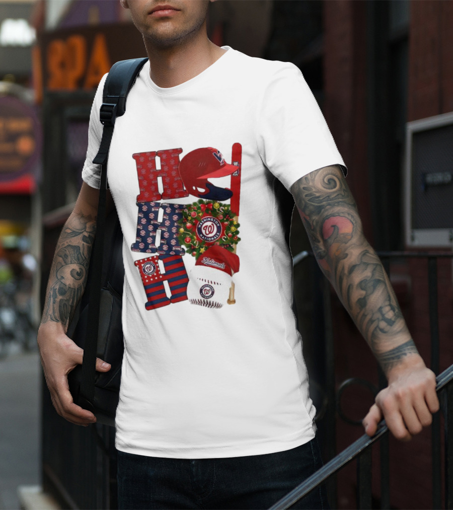 Washington Nationals Ho Ho Ho Merry Christmas Baseball Festive T-Shirt