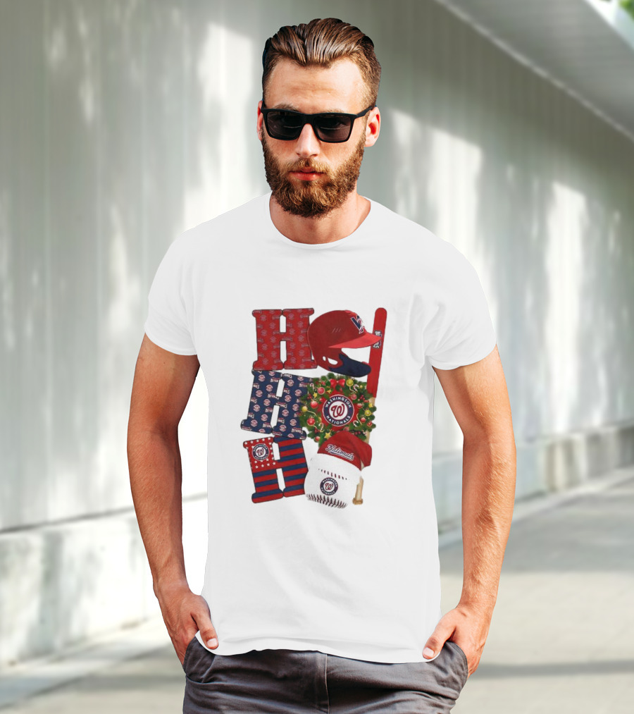 Washington Nationals Ho Ho Ho Merry Christmas Baseball Festive T-Shirt