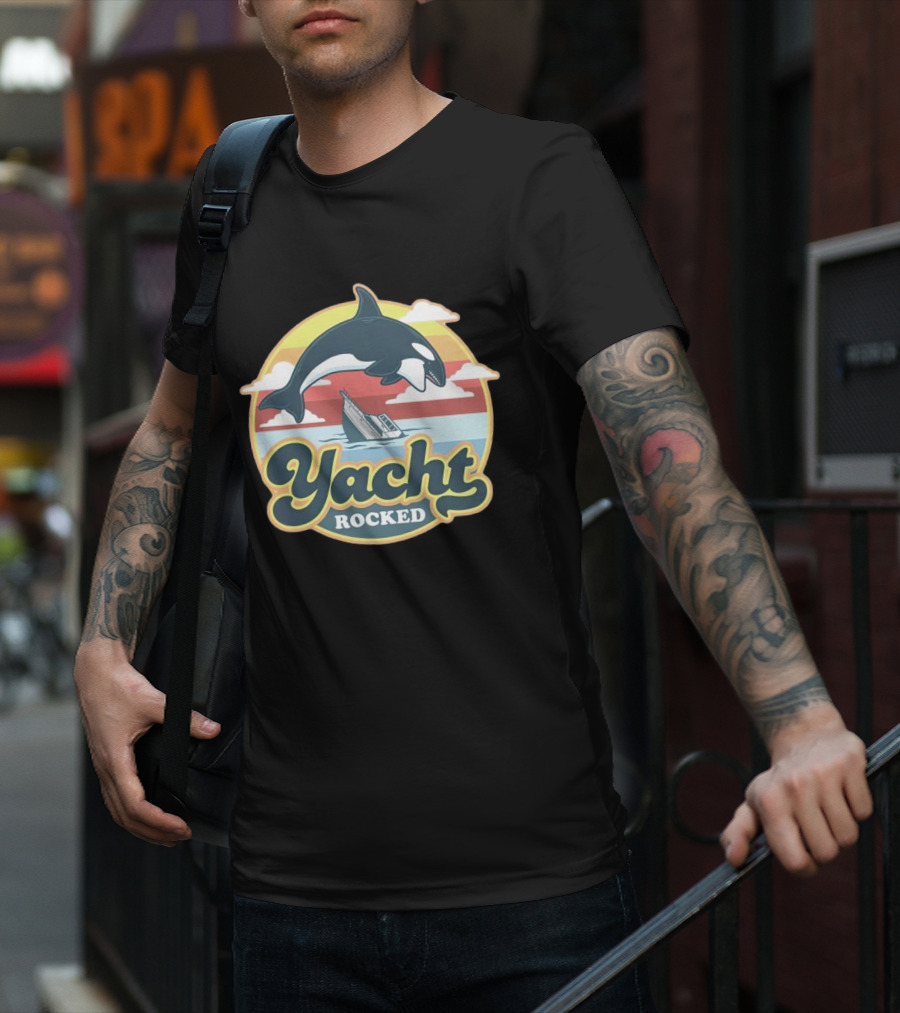 Yacht Rocked Whale Ocean Scene T-Shirt