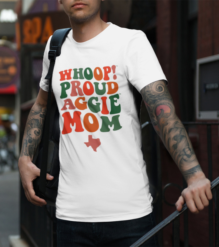 Whoop Proud Aggie Mom Texas Map T-Shirt