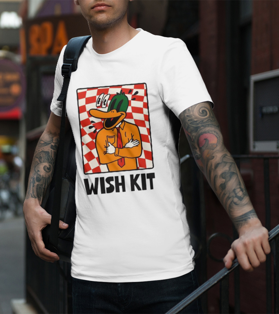WISH KIT DUCK CHECKERED EYE POPPING CARTOON T-Shirt