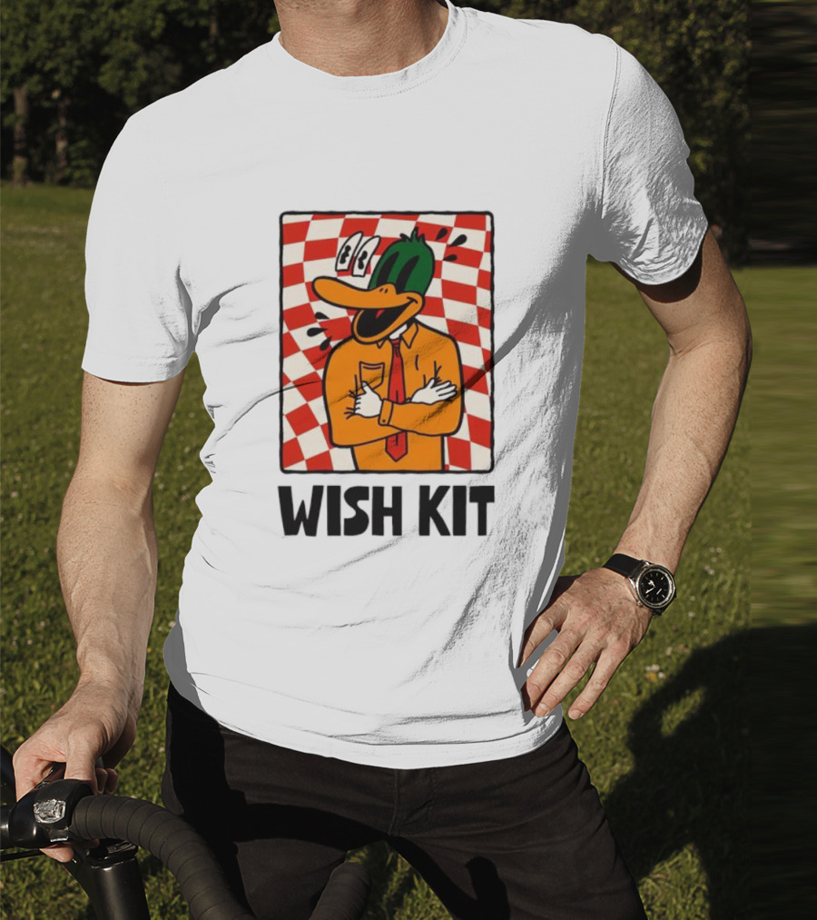 WISH KIT DUCK CHECKERED EYE POPPING CARTOON T-Shirt