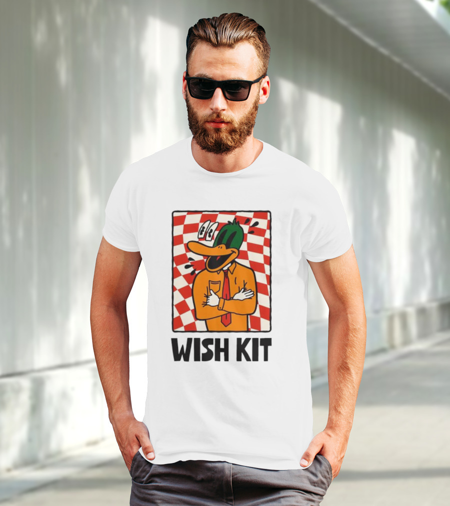 WISH KIT DUCK CHECKERED EYE POPPING CARTOON T-Shirt