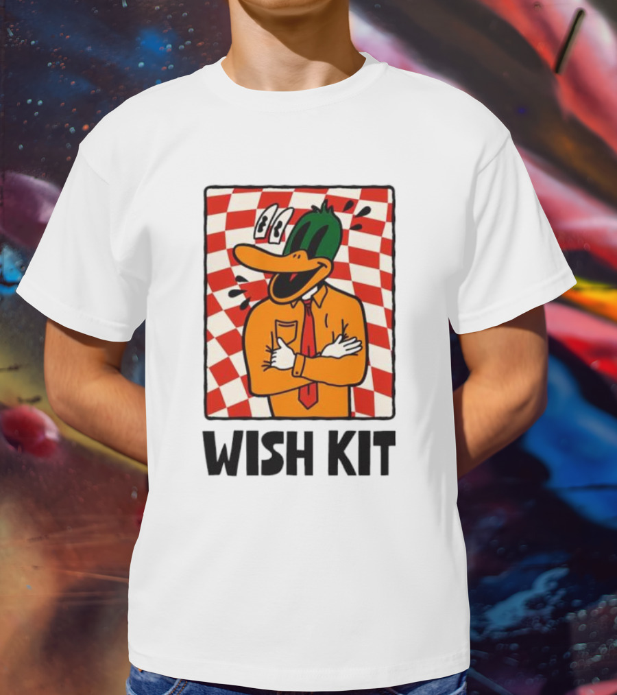 WISH KIT DUCK CHECKERED EYE POPPING CARTOON T-Shirt