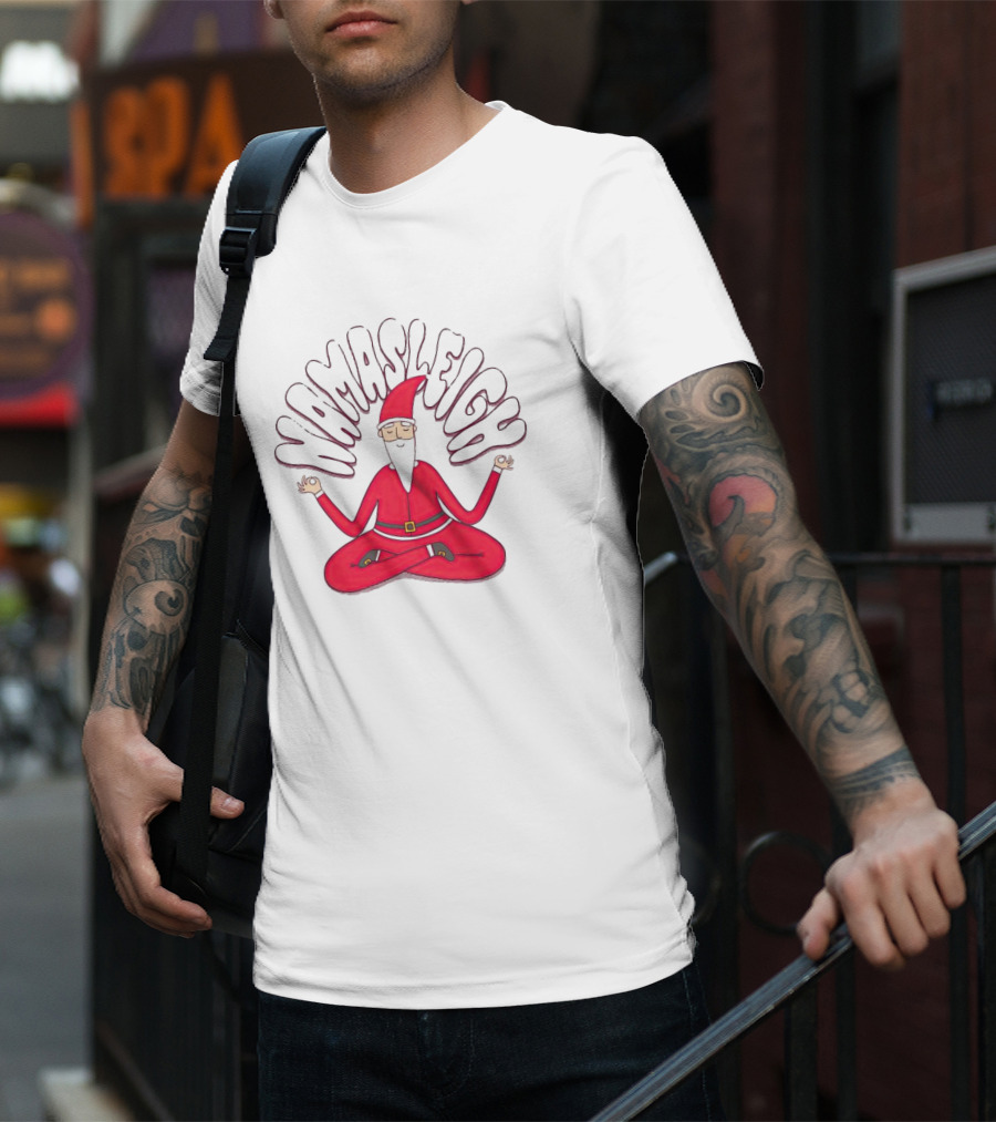 Santa Claus Namasleigh Christmas Santa Meditation Holiday T-Shirt