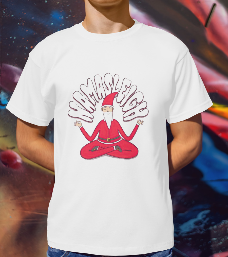 Santa Claus Namasleigh Christmas Santa Meditation Holiday T-Shirt