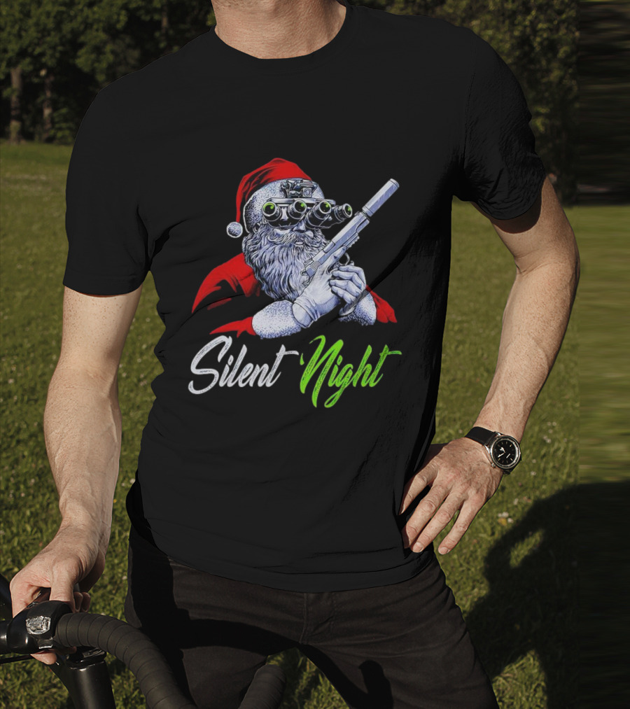 Silent Night Santa Claus With Night Vision And Rifle T-Shirt