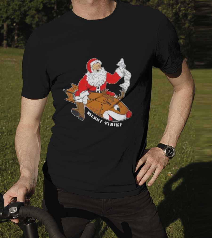 Silent Strike Santa Claus Riding Reindeer Rocket T-Shirt