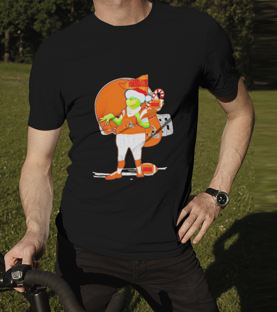 Cleveland Browns Christmas Santa Grinch Football T-Shirt