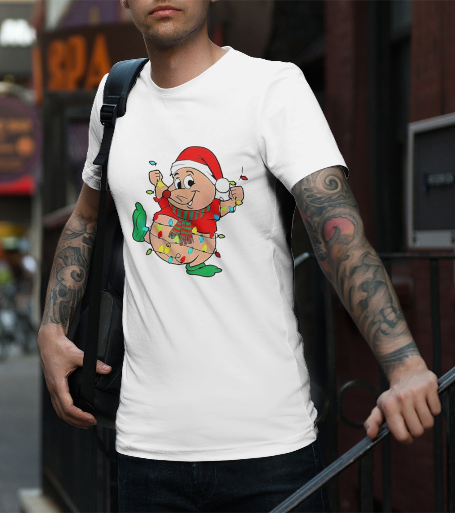 Santa Gus Wrapped In Christmas Lights T-Shirt