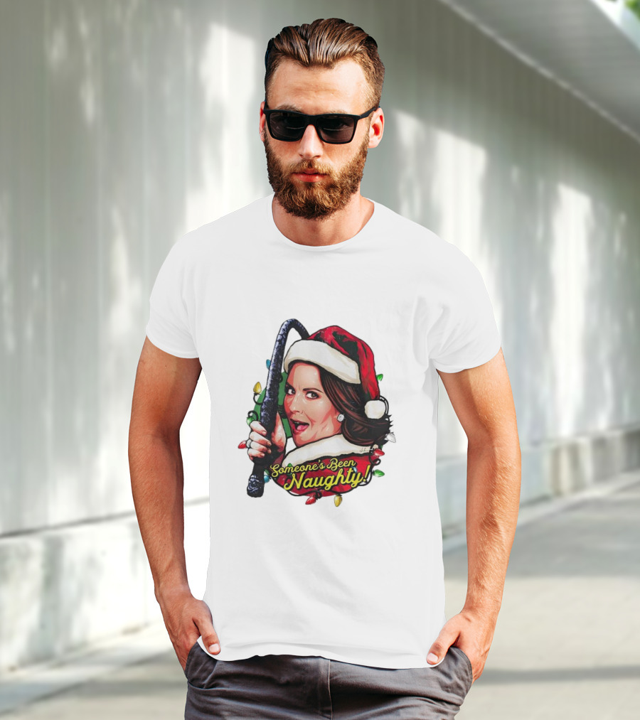 Santa Karen Walker Someone's Been Naughty Christmas Lights Whip T-Shirt