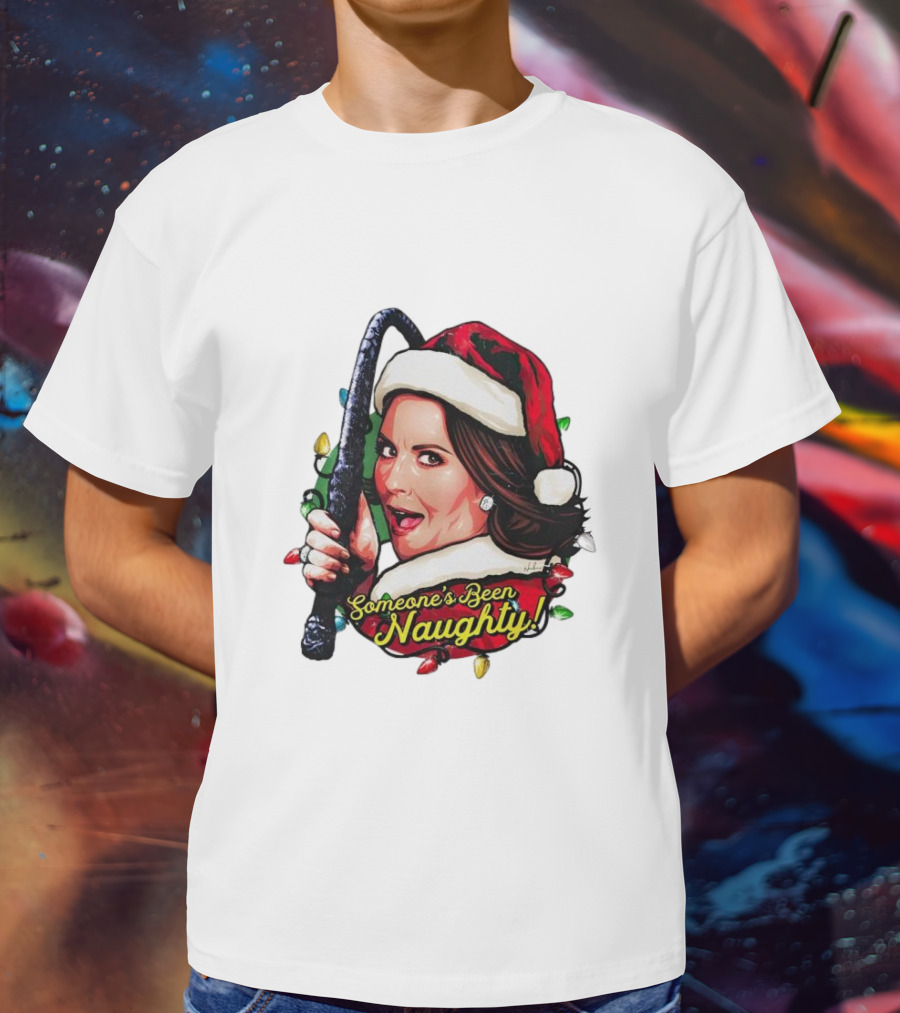 Santa Karen Walker Someone's Been Naughty Christmas Lights Whip T-Shirt